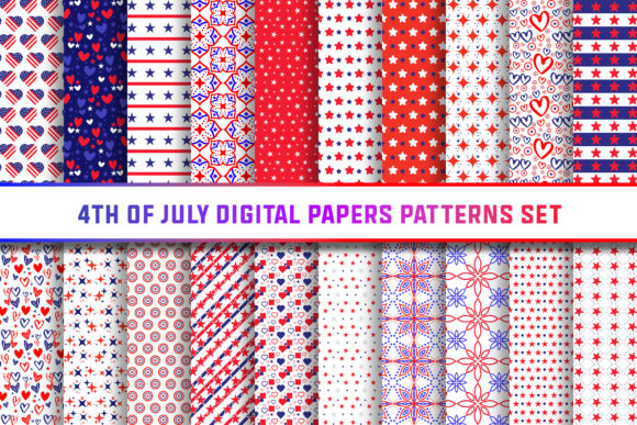 4th of July Digital Papers Patterns Set: A Versatile Resource for Creative Professionals and DIY Enthusiasts