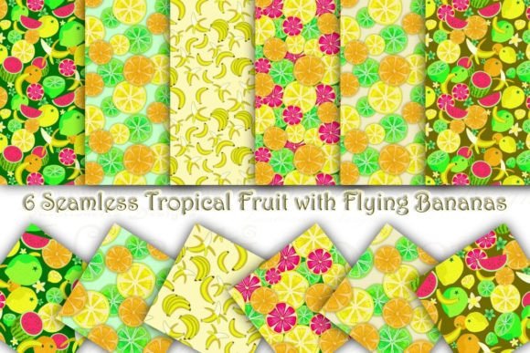6 Tropical Fruit Seamless Patterns