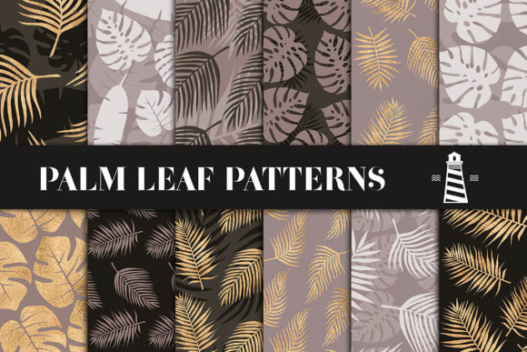 Brown Gold Palm Leaf Patterns: Elegant, Versatile Digital Backdrops for Creative Projects