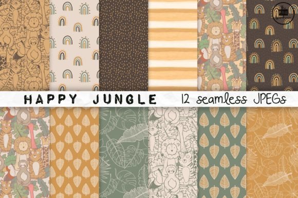 Happy Jungle Seamless Patterns