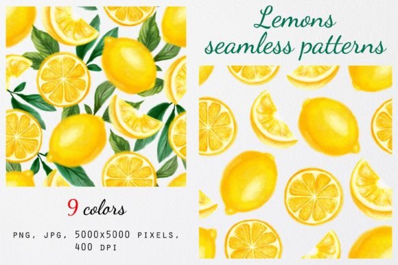 Lemons Seamless Patterns Set