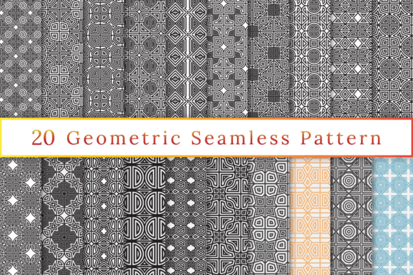 Linear Geometric Seamless Patterns Set
