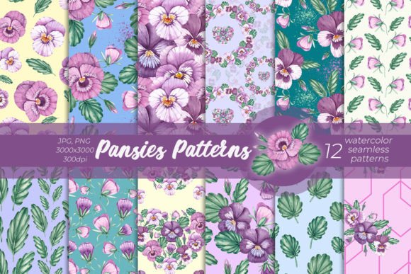 Pansies Patterns Watercolor Patterns