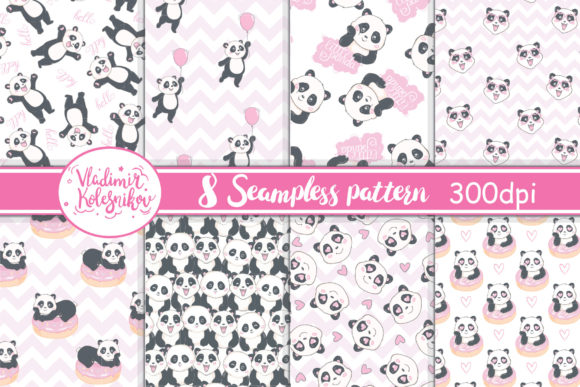 Seamless Patterns with Cute Pandas