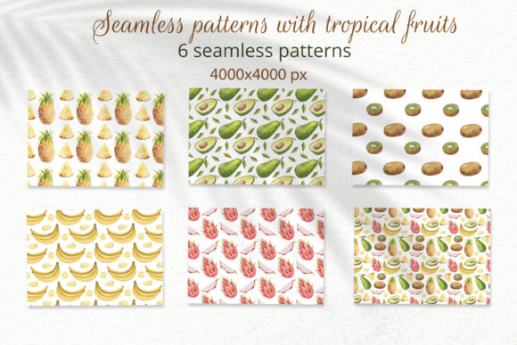 Seamless Patterns with Tropical Fruits