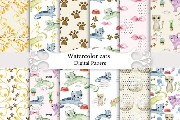 Seamless Patterns with Watercolor Cats: A Versatile Creative Asset for Modern Makers