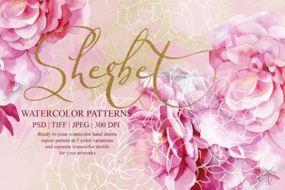 Sherbet Watercolor Roses Patterns