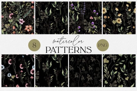 Watercolor Flowers. Patterns.