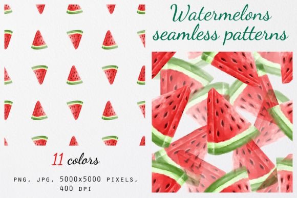 Watermelons Seamless Patterns Set