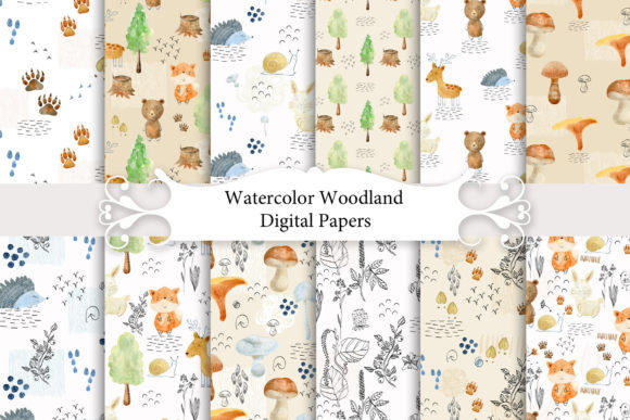 Woodland Animals Seamless Patterns